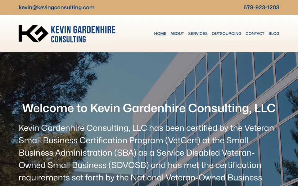 Kevin Gardenhire Consulting website home page
