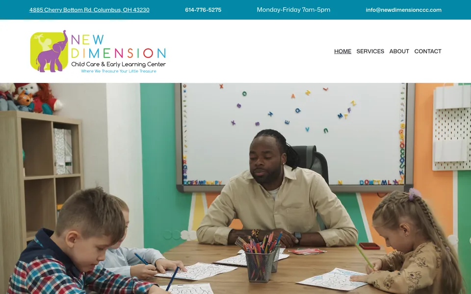 New Dimension Child Care Center website home page